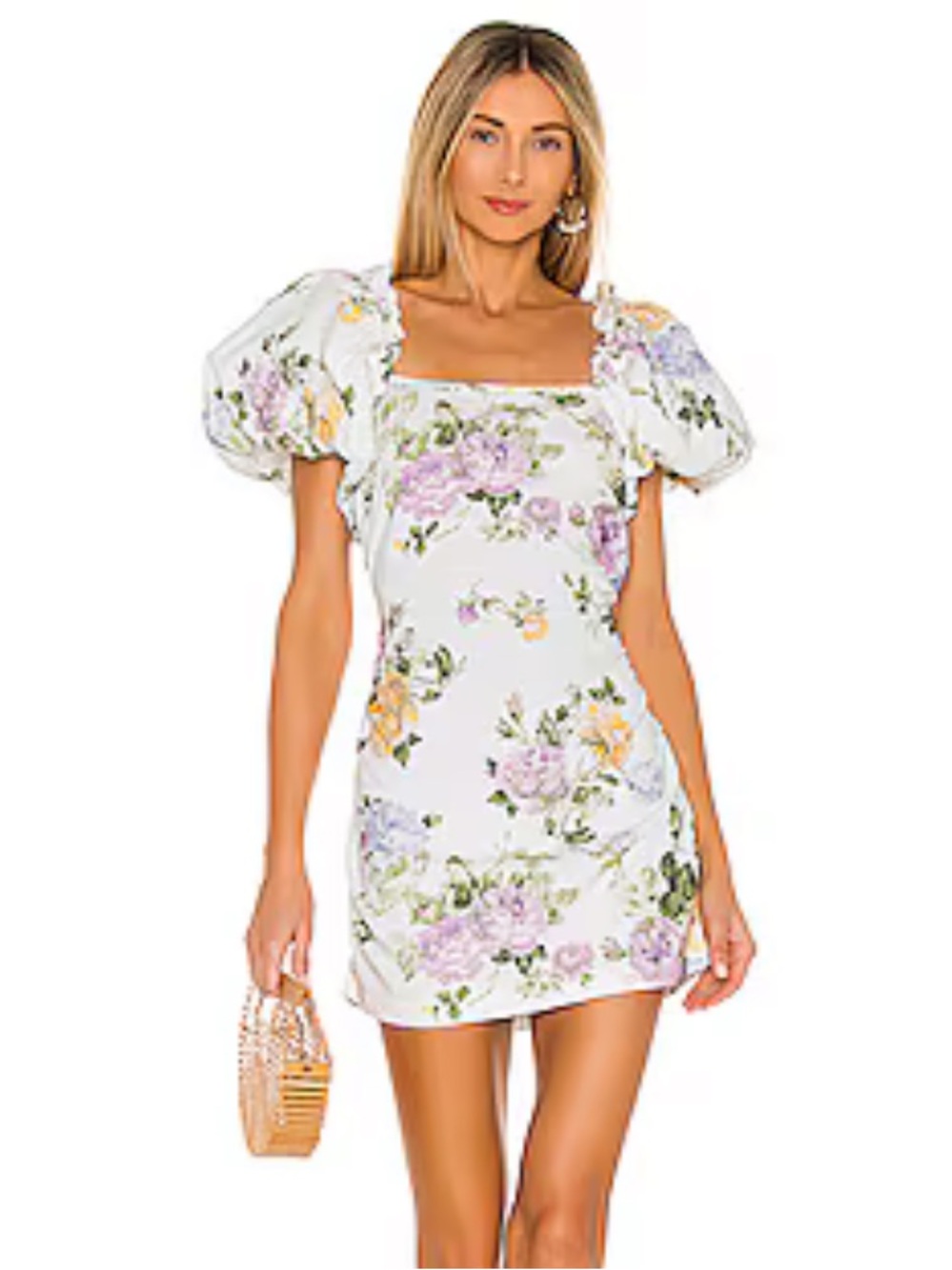 LoveShackFancy Minerva Floral Puff Sleeve Mini Dress Size 0
